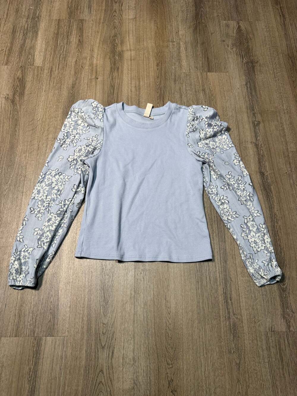 Anthropologie DOLAN Women's Pale Blue Puff-Sleeve Top